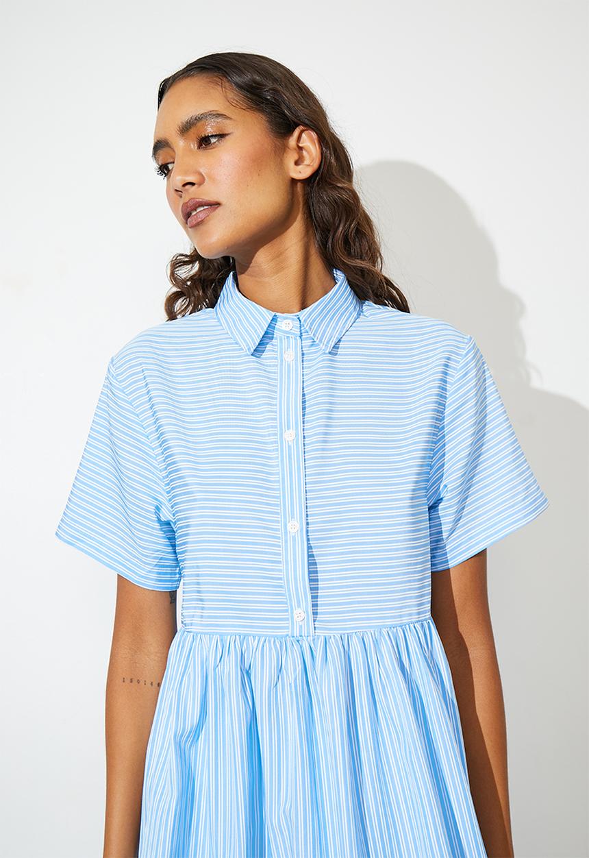 Superbalist - Collared mini babydoll dress - blue stripe