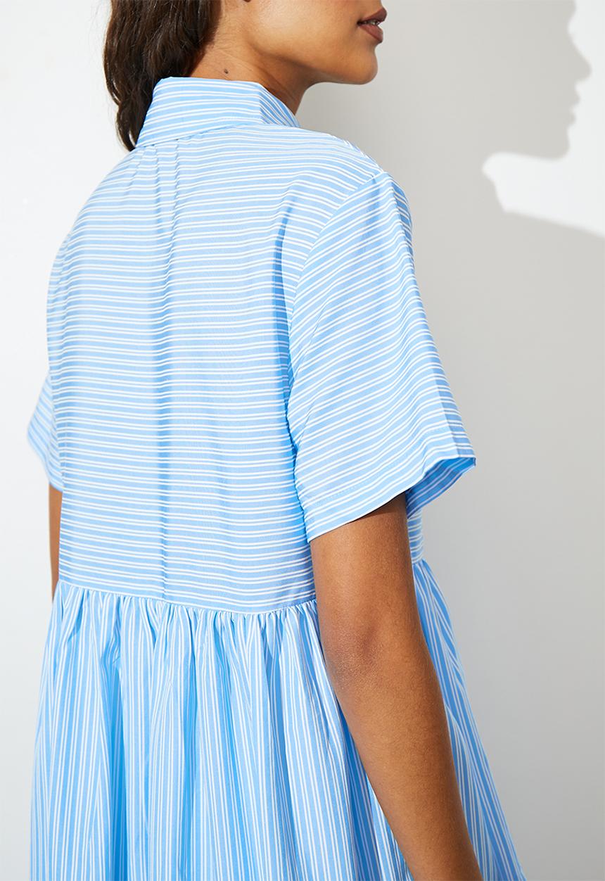 Superbalist - Collared mini babydoll dress - blue stripe
