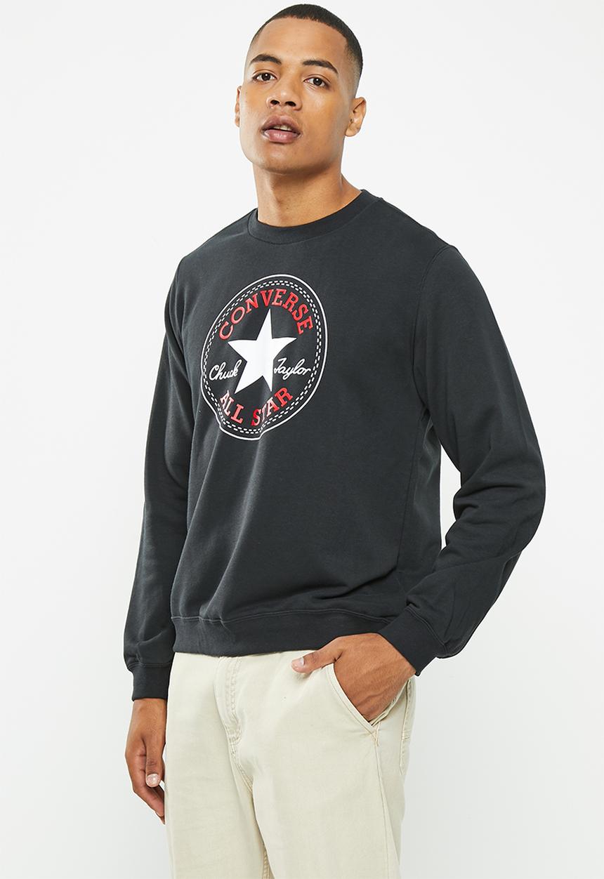 Converse - Standard fit center front large chuck patch core crew ft - black