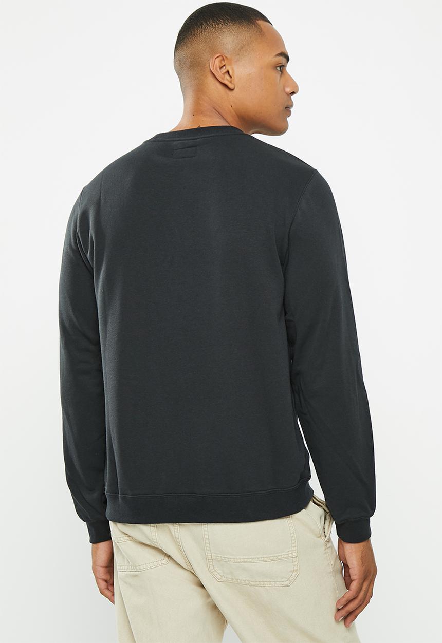Converse - Standard fit center front large chuck patch core crew ft - black