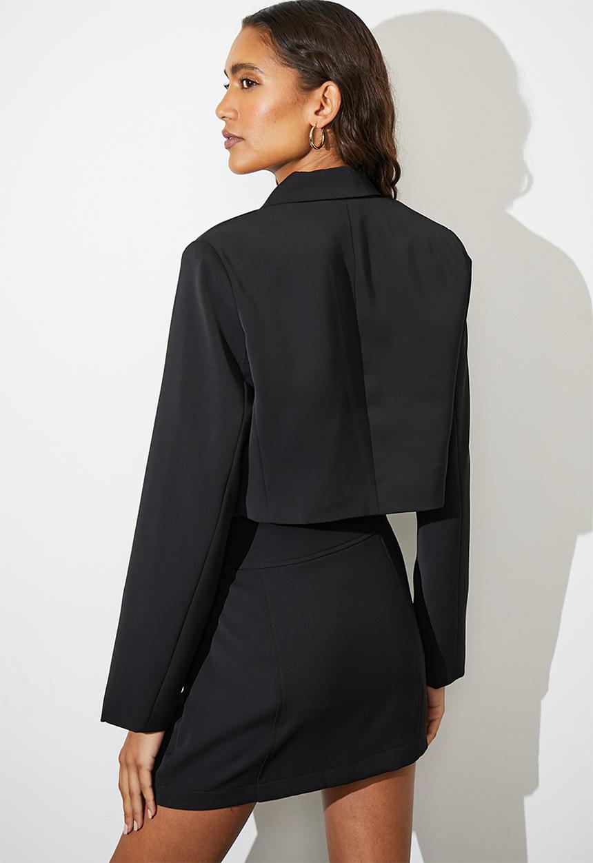 VELVET - Co ord cropped blazer - black