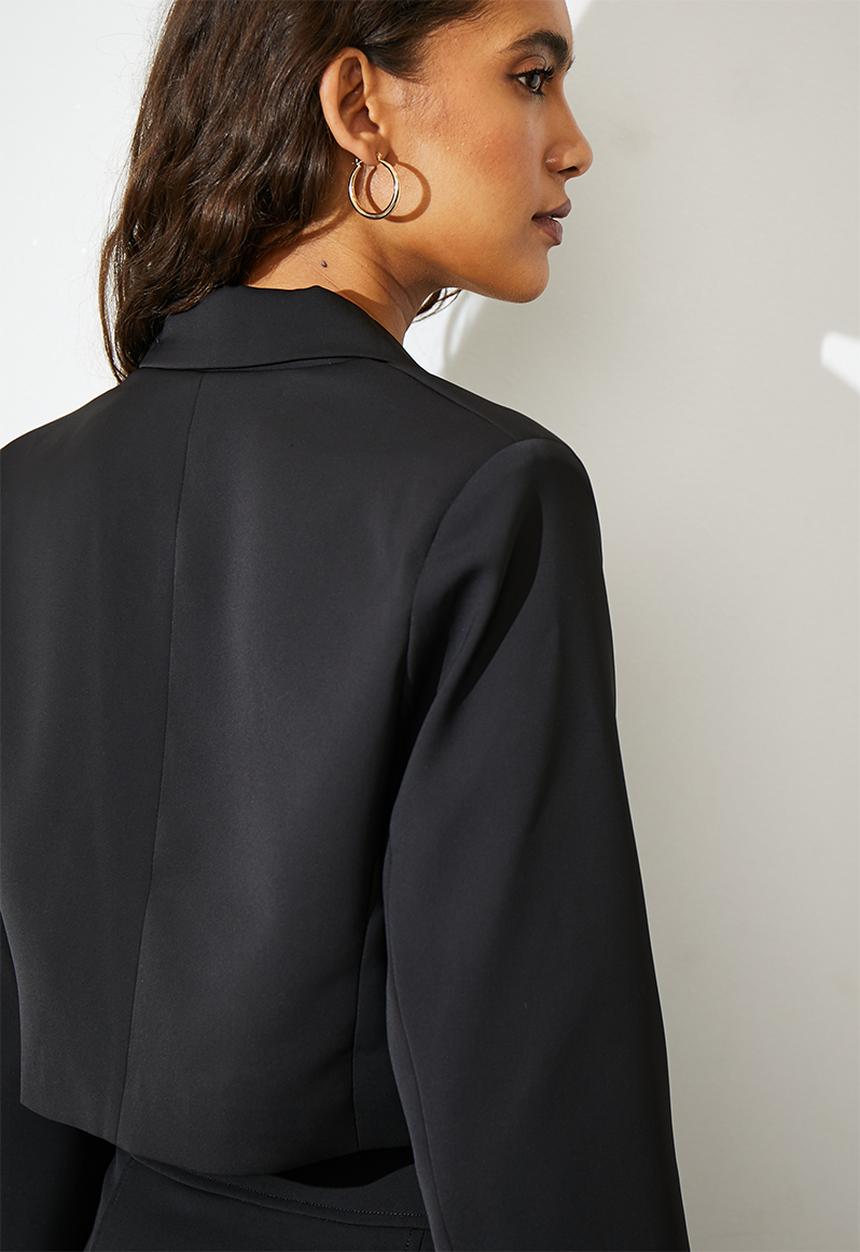 VELVET - Co ord cropped blazer - black