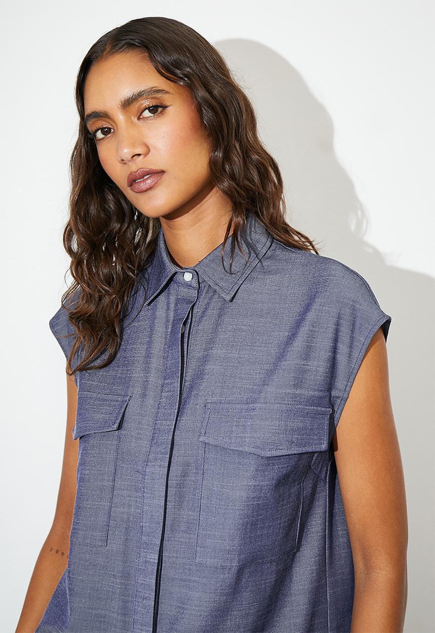 Superbalist - Chambray utility shirt - indigo