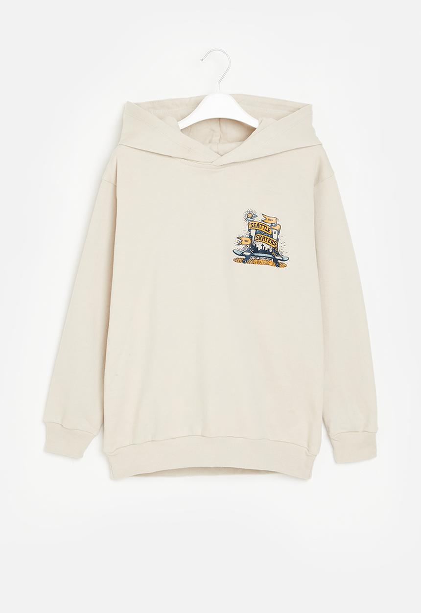 Superbalist - Boys oversized graphic hoodie - stone