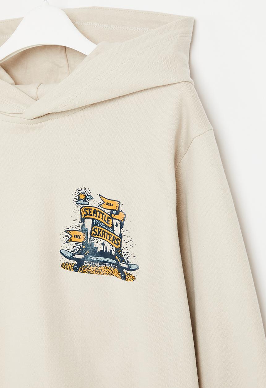 Superbalist - Boys oversized graphic hoodie - stone