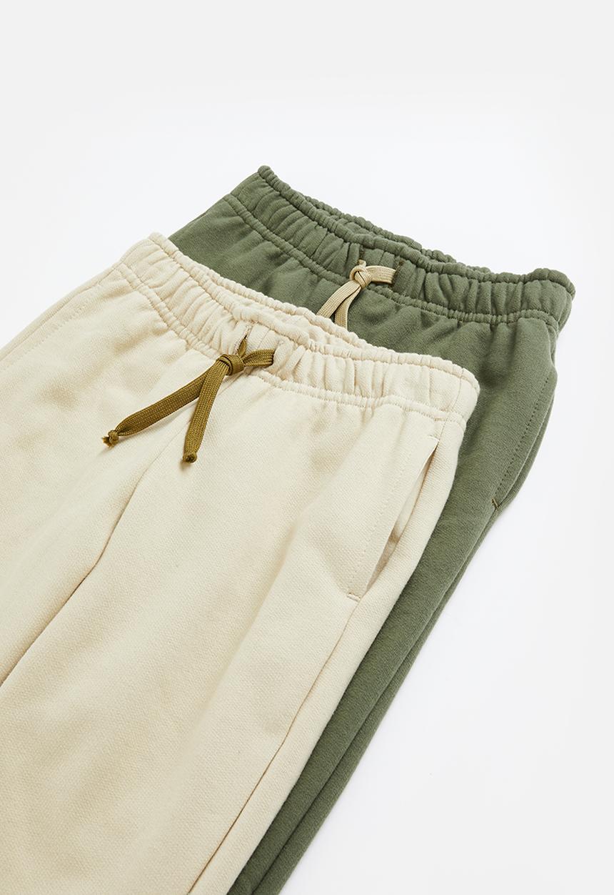 Superbalist - Boys 2 pack fleece jogger - fatigue & stone