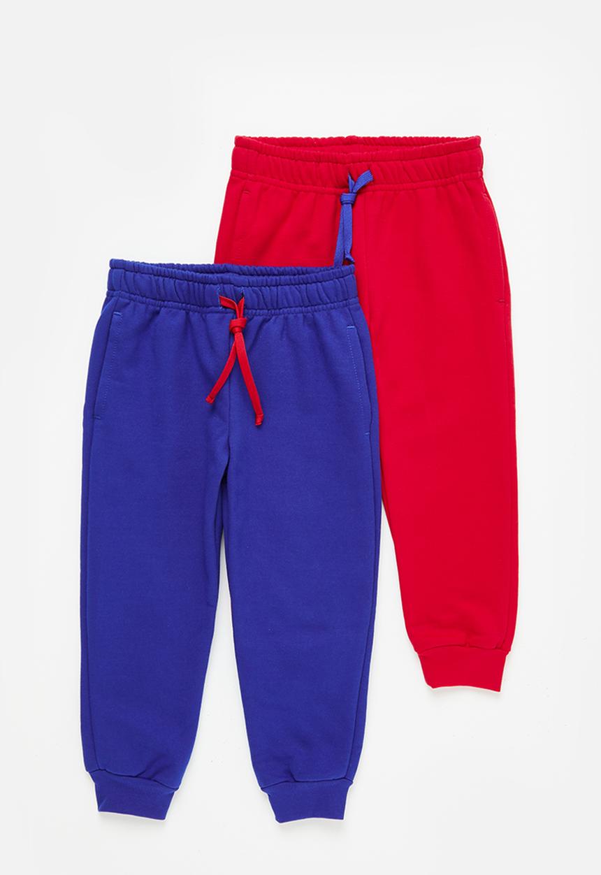Superbalist - Boys 2 Pack fleece jogger - red & cobalt