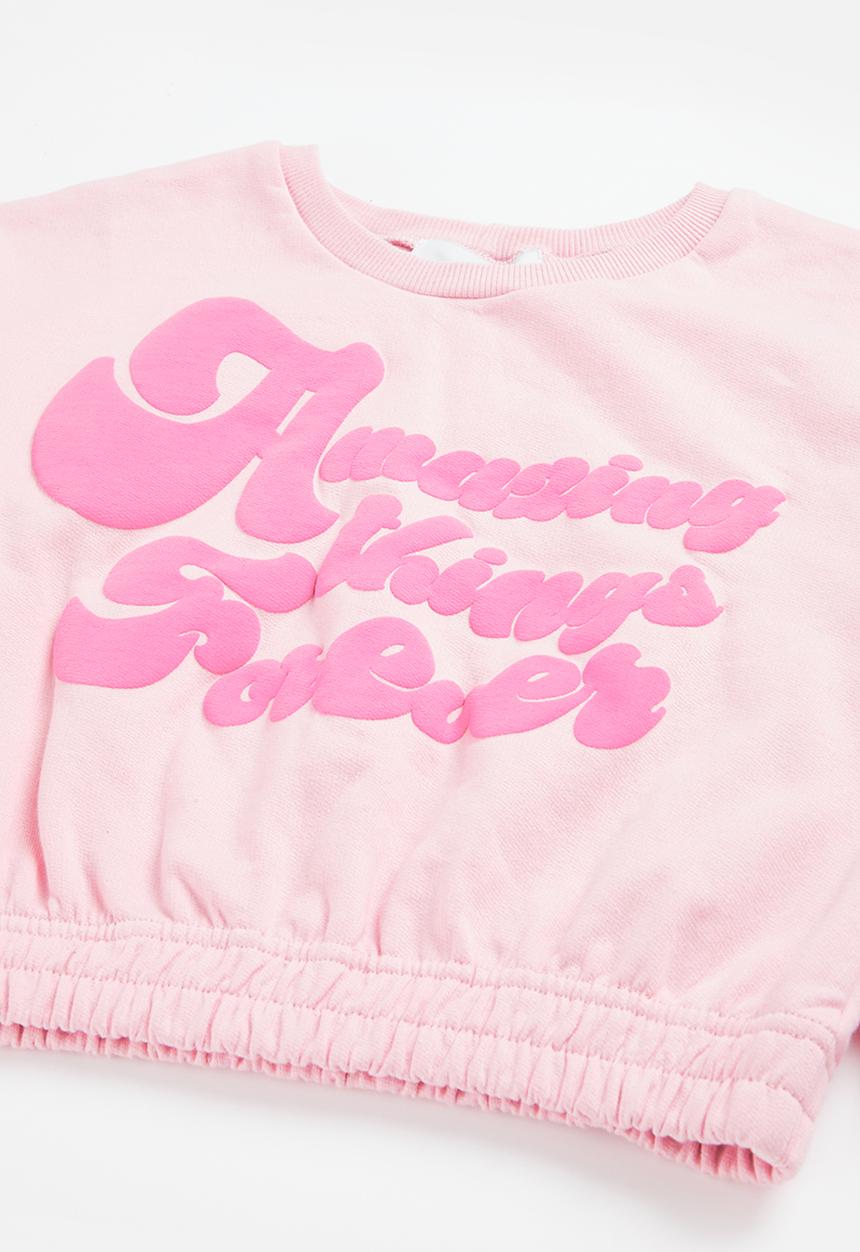 Superbalist - Wide leg jogger & sweat top set - light pink