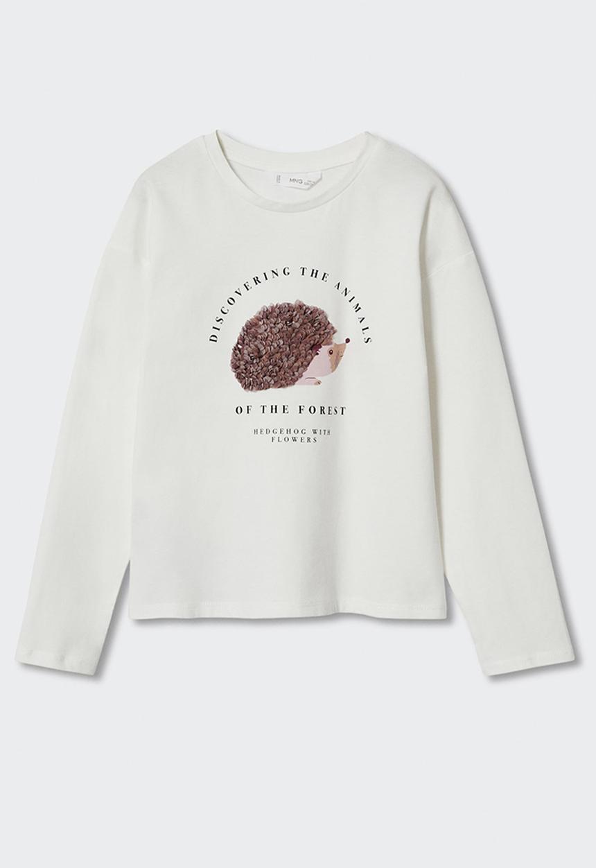 MANGO - T-shirt erizo - white