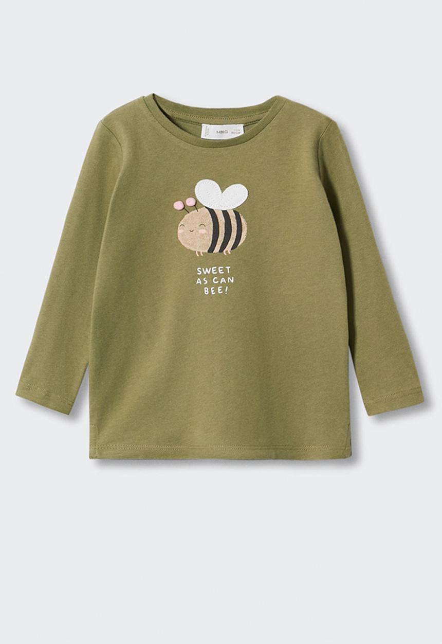 MANGO - T-shirt bee - khaki