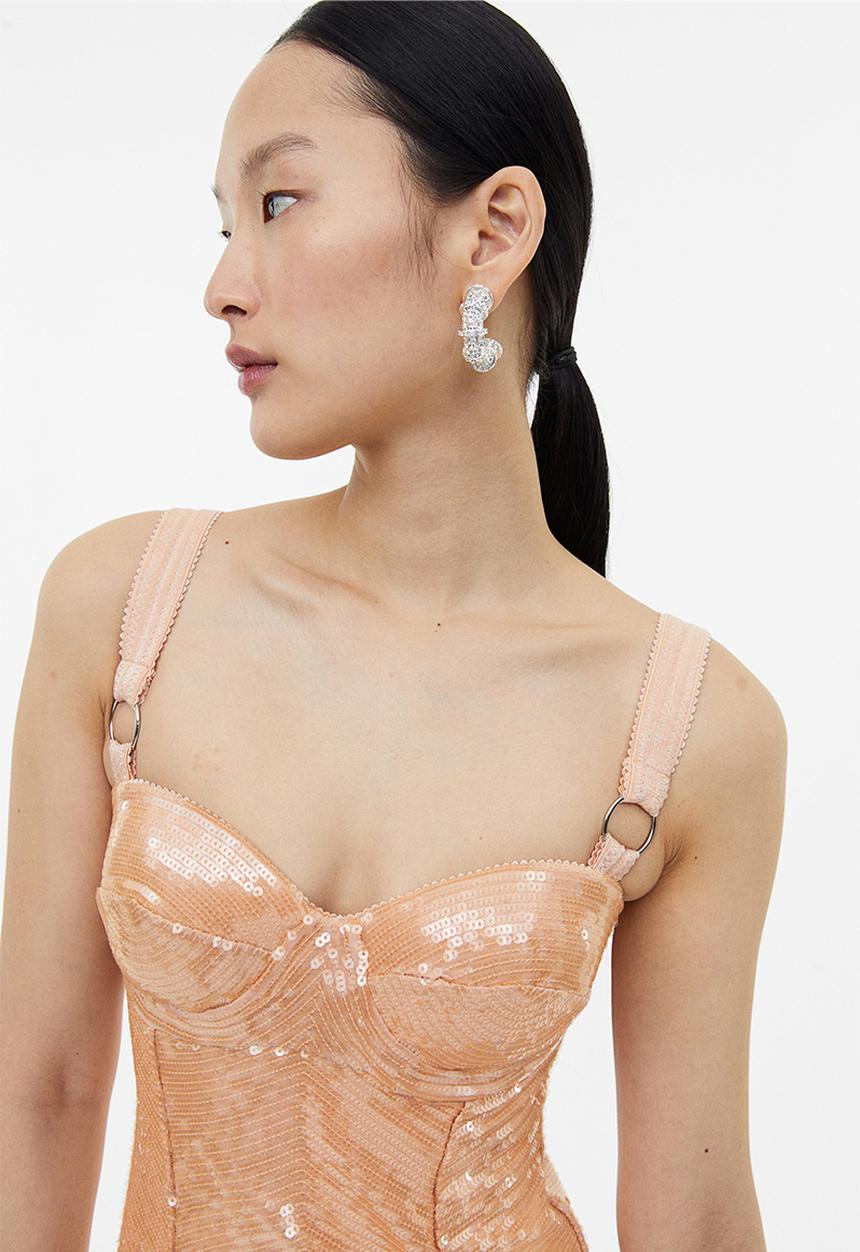 H&M - H&M Studio: Sequined mini dress - beige