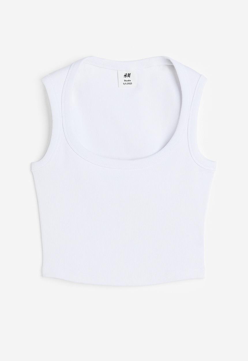 H&M - H&M Studio: Cropped vest top - white