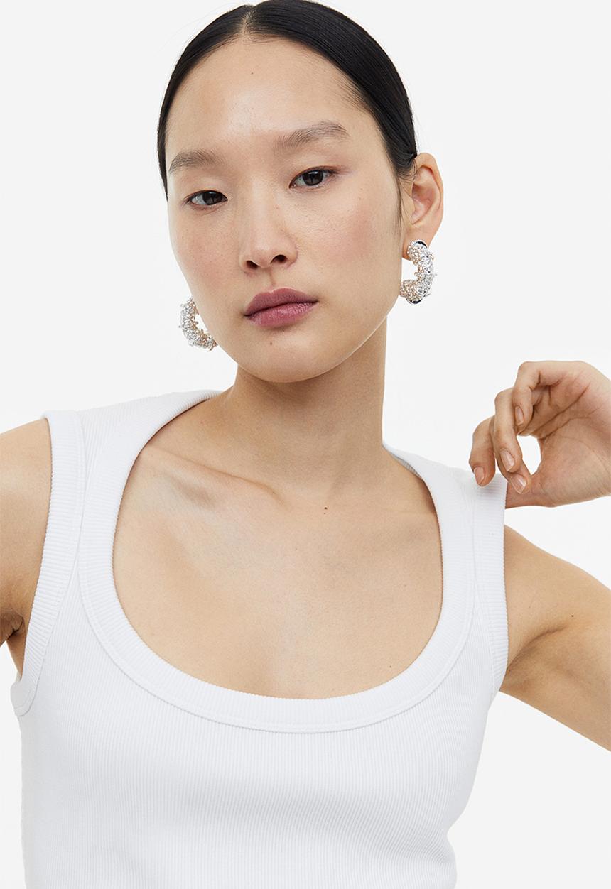 H&M - H&M Studio: Cropped vest top - white