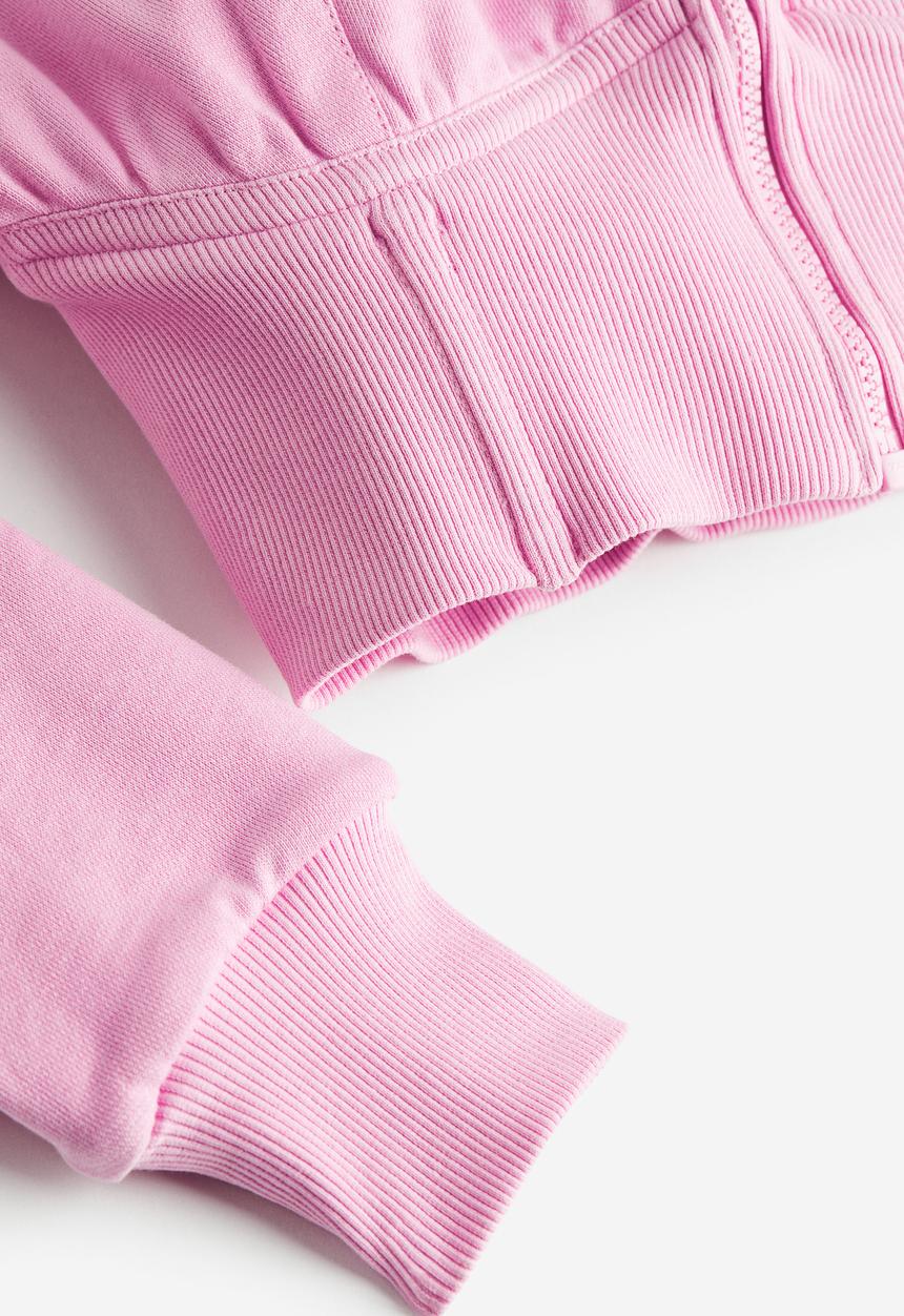 H&M - H&M Studio: Cropped zip-through hoodie - light pink