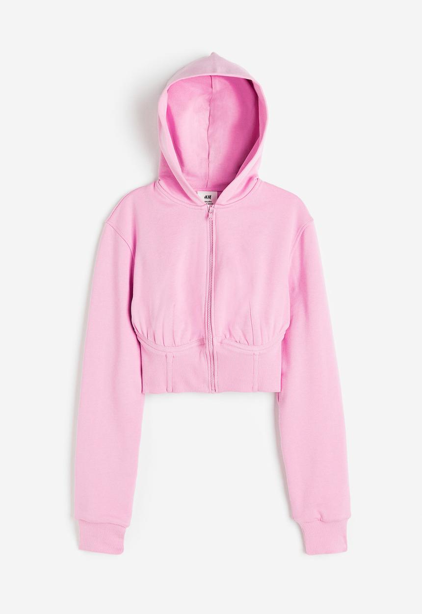 H&M - H&M Studio: Cropped zip-through hoodie - light pink