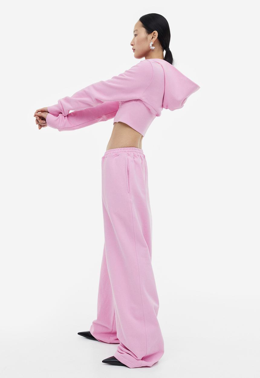 H&M - H&M Studio: Cropped zip-through hoodie - light pink