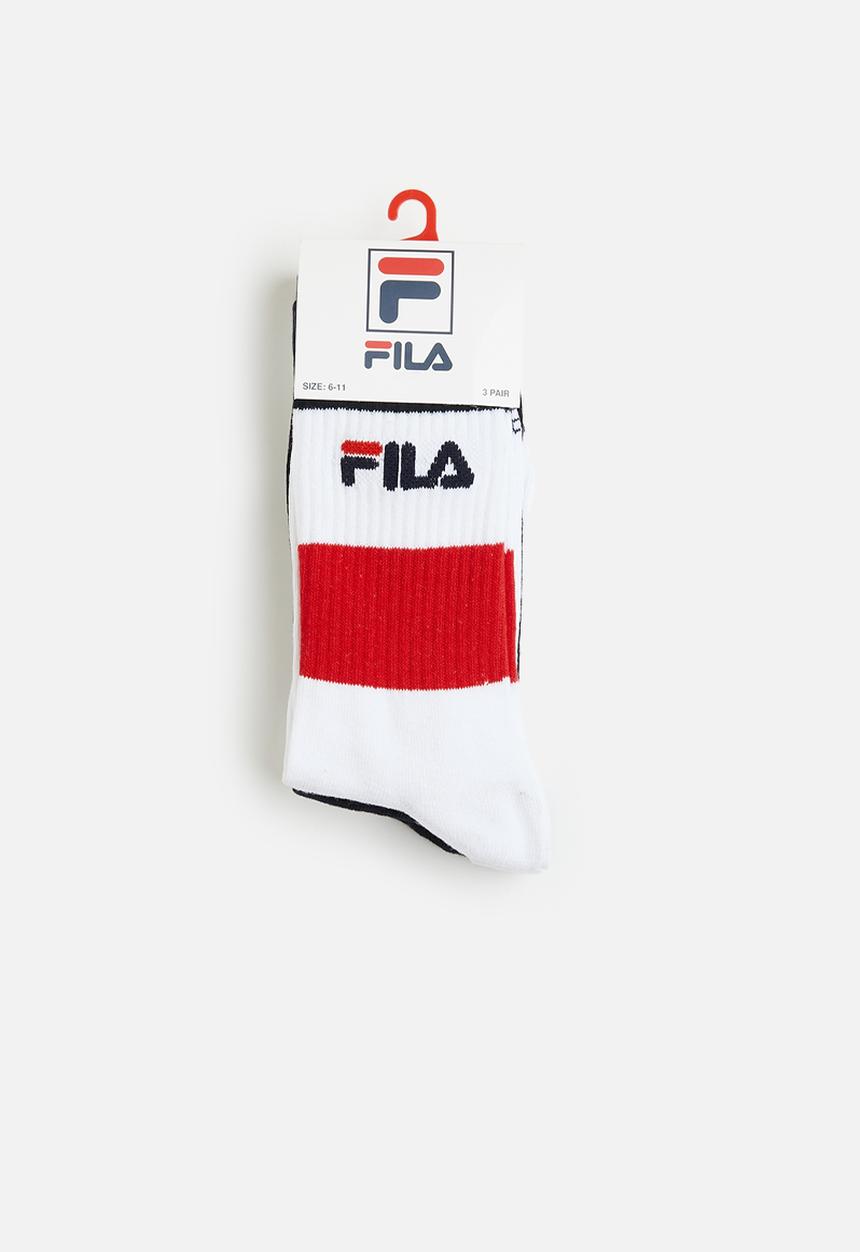 FILA - Kenneth 3 pk tube socks - white/aop/peacoat