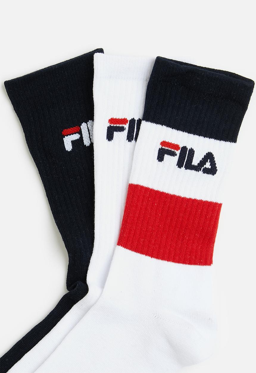 FILA - Kenneth 3 pk tube socks - white/aop/peacoat