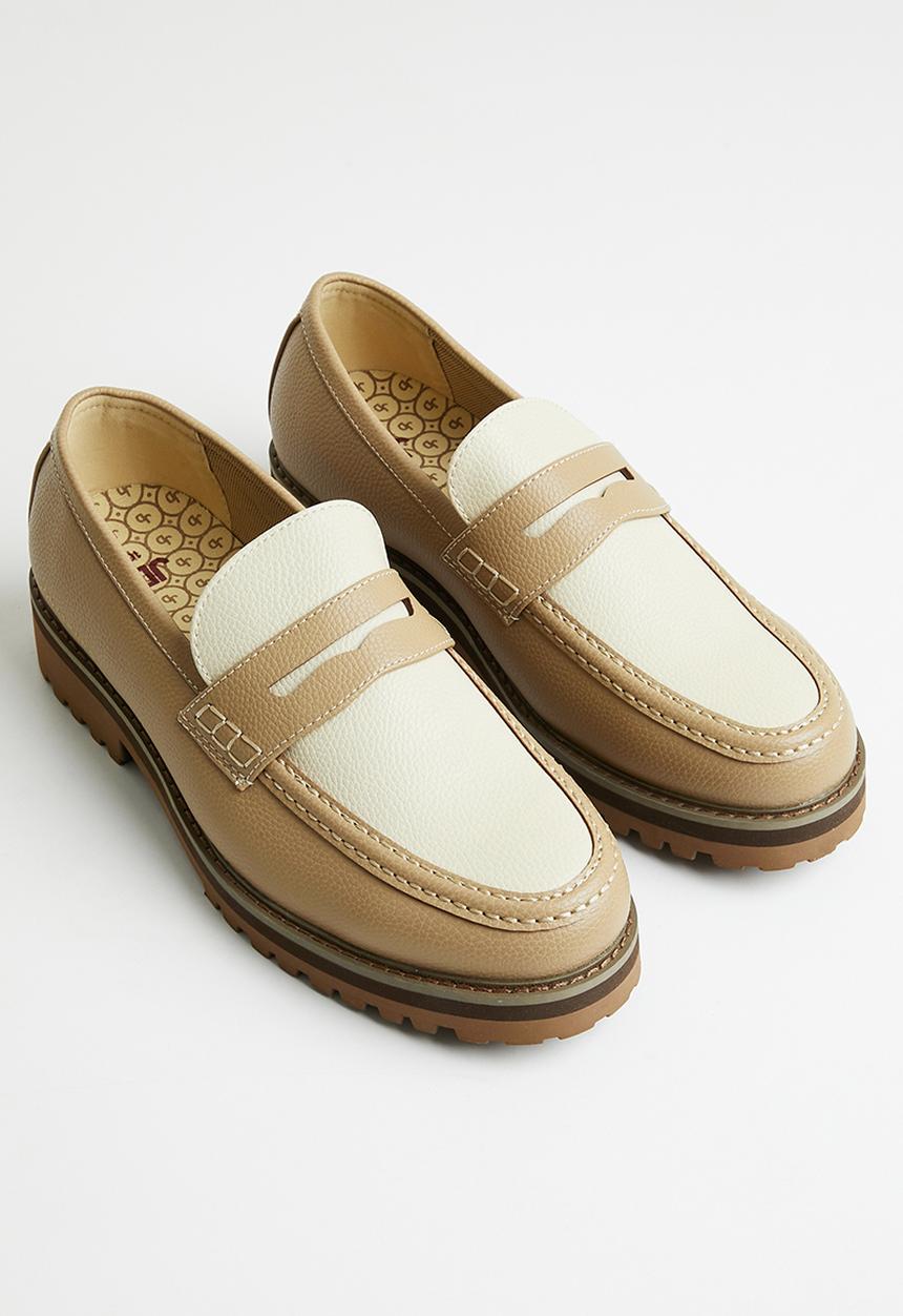 Jonathan D - J penny moc pebbled pu loafer - neutral