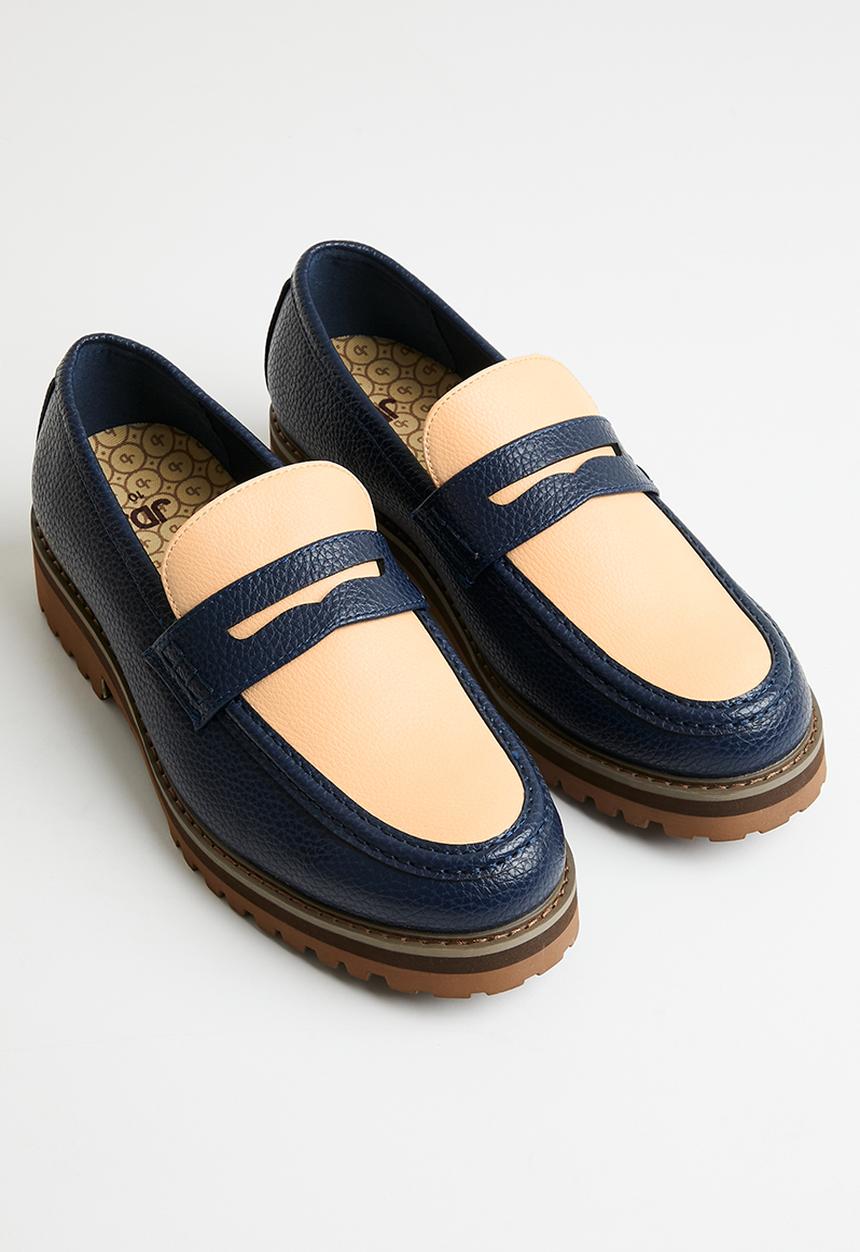 Jonathan D - J penny moc pebbled pu loafer - blueberry