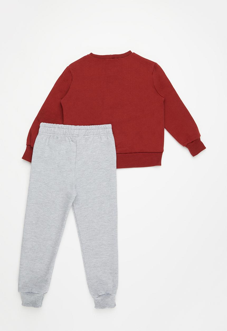 Superbalist - Boys printed tracksuit - red & grey