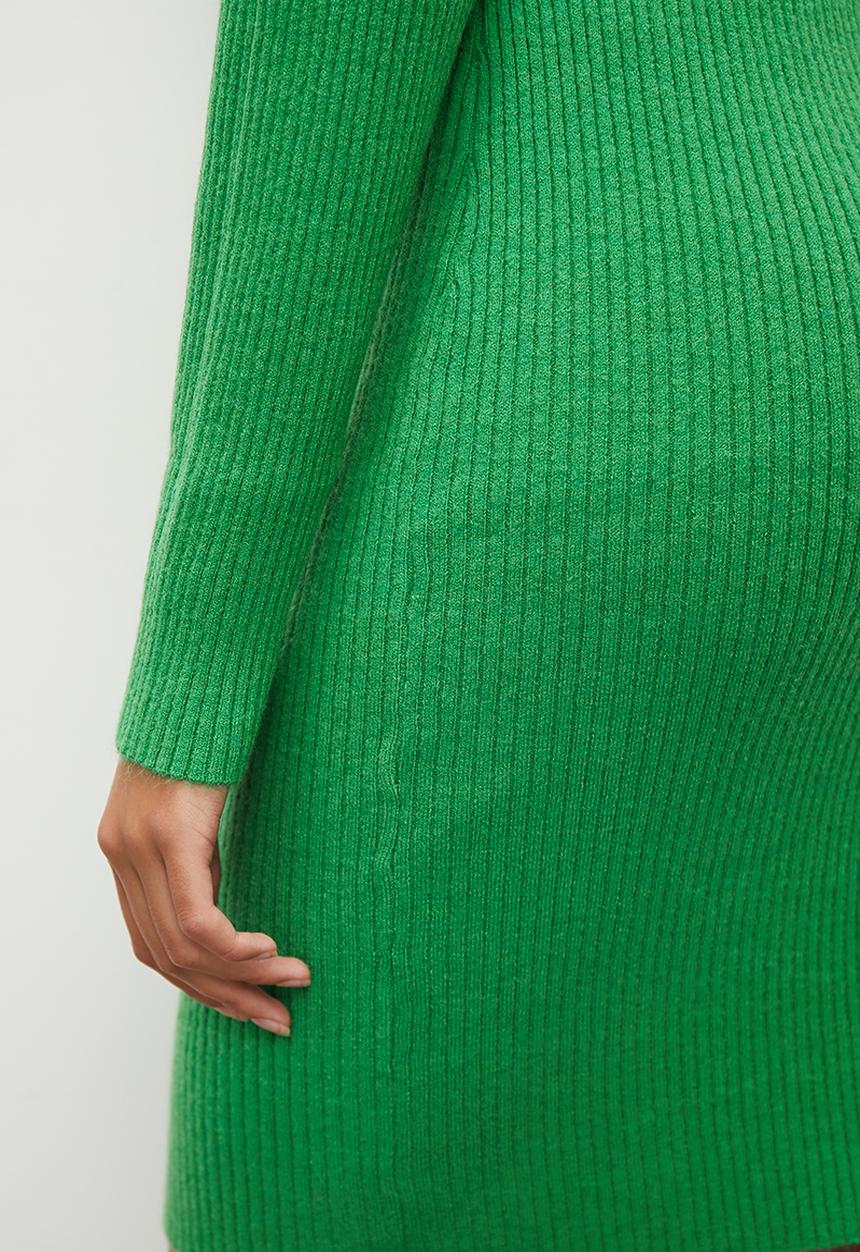 Blake - Fluffy knit mini bodycon dress - green
