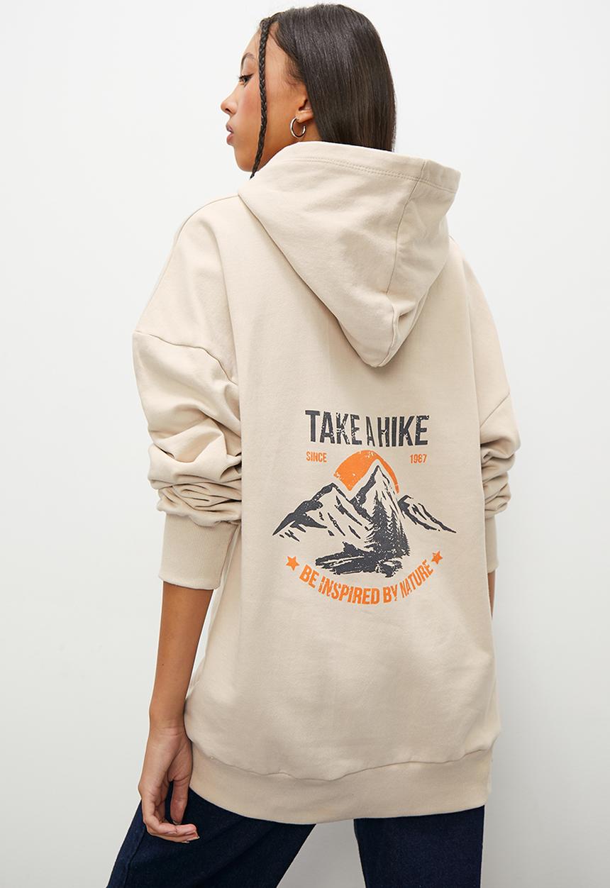 Blake - Graphic slouch hoodie - sand