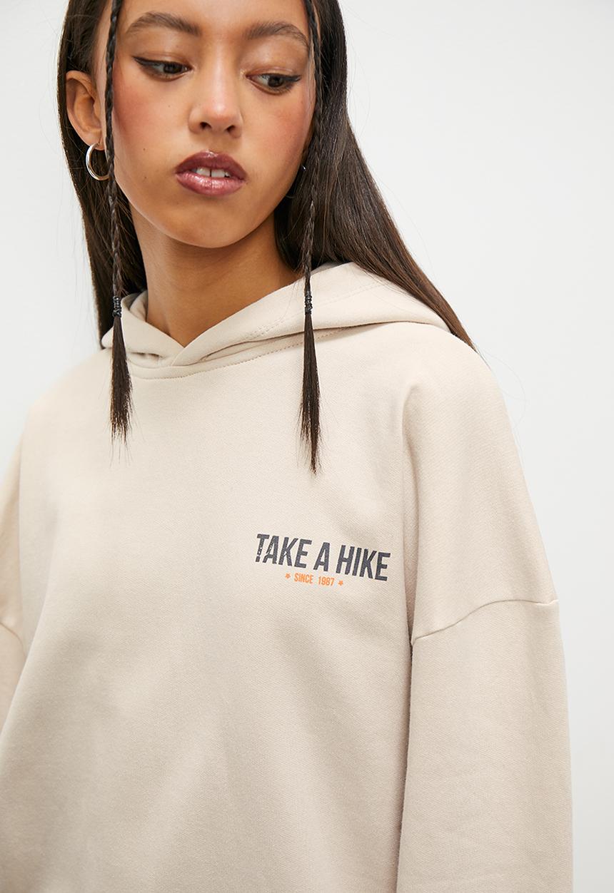 Blake - Graphic slouch hoodie - sand