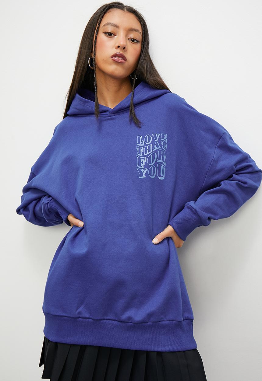 Blake - Graphic slouch hoodie - cobalt