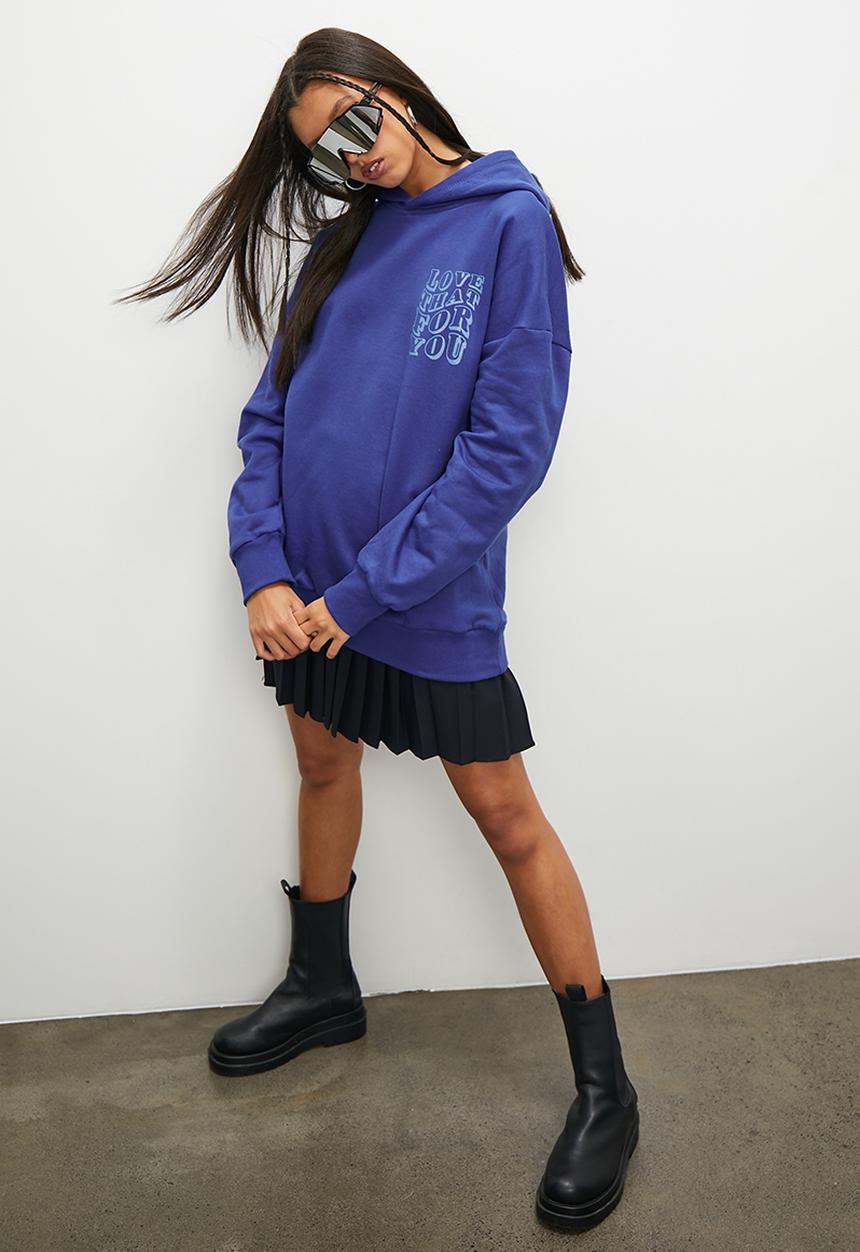 Blake - Graphic slouch hoodie - cobalt