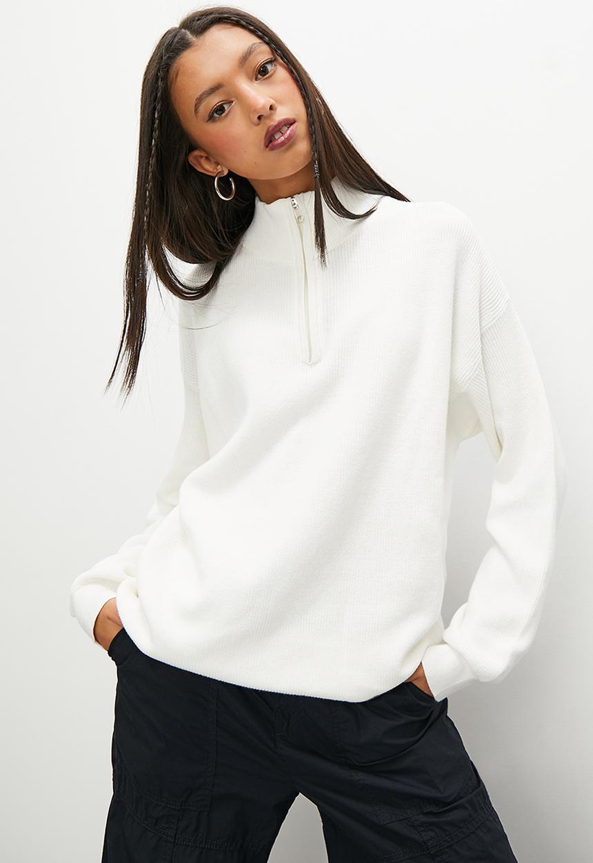 Blake - Quarter zip knitwear - milk