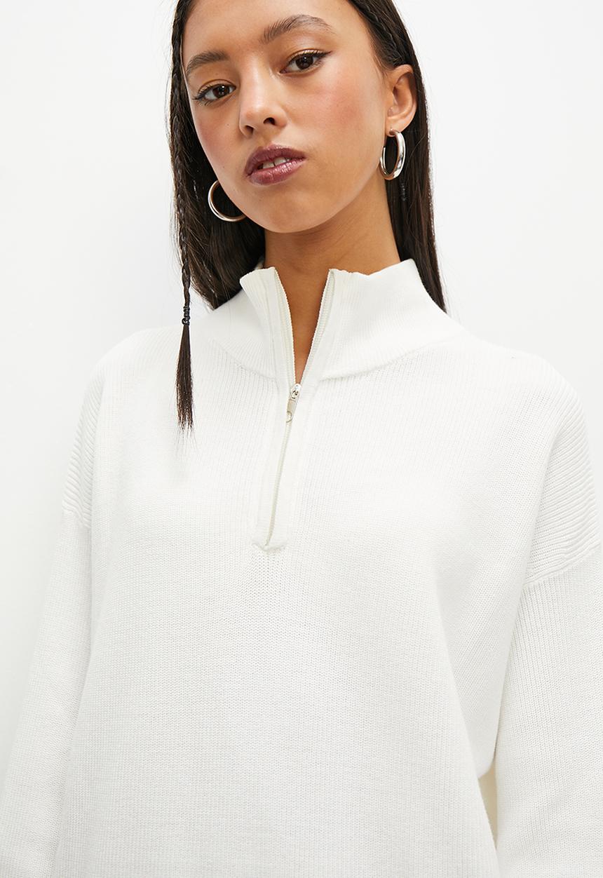 Blake - Quarter zip knitwear - milk
