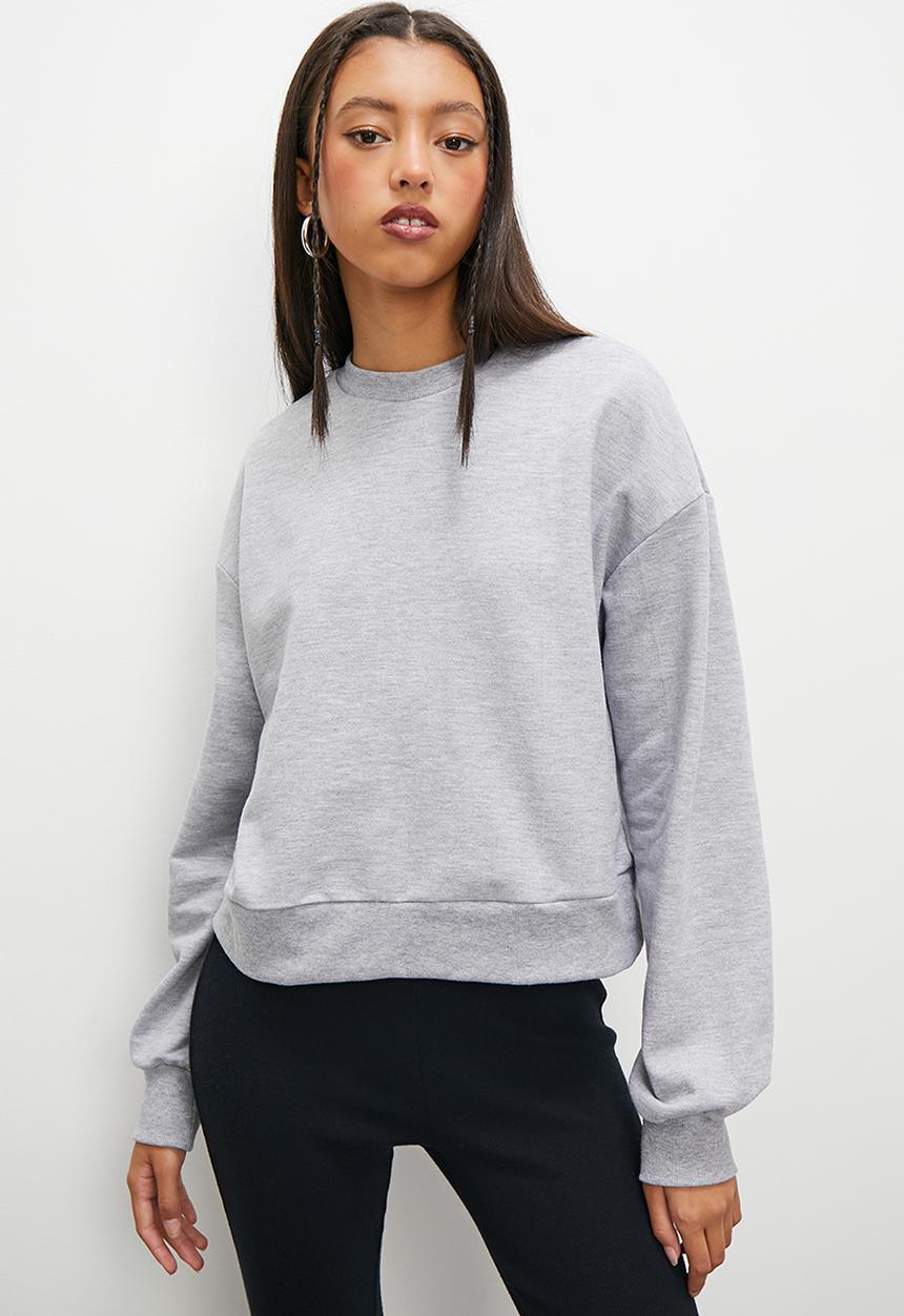 Blake - Crop crew - grey melange