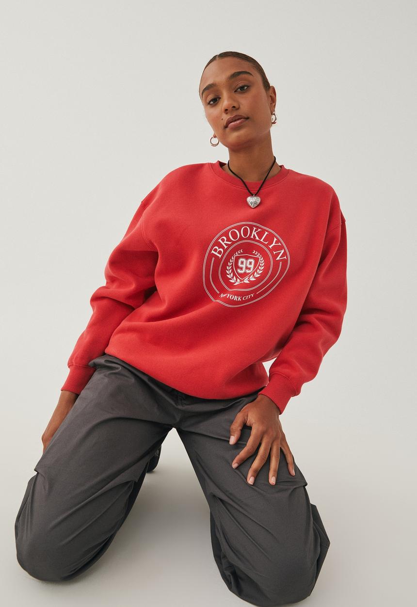 Supré  - Tonya oversized crew jumper - sporty red/brooklyn