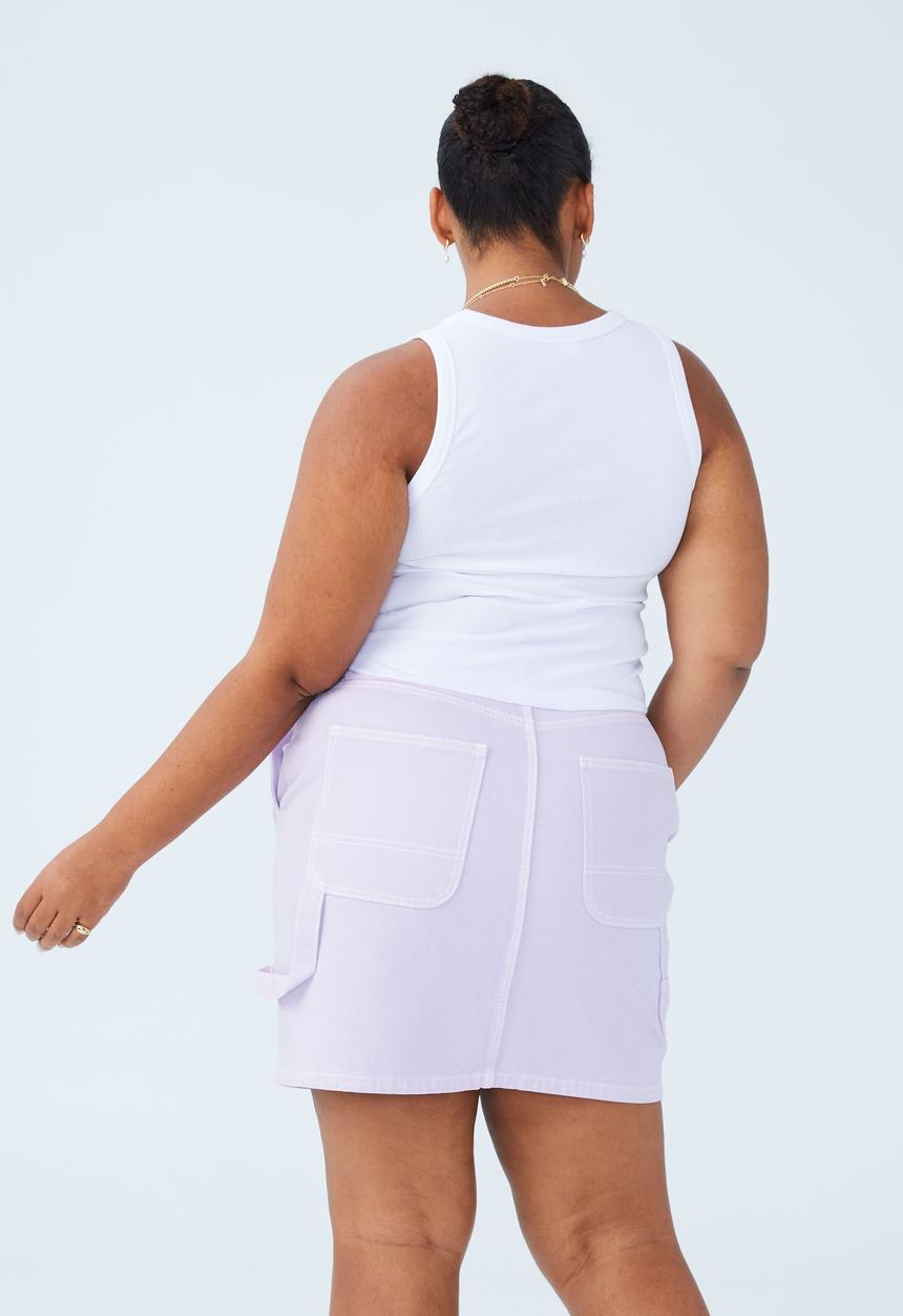 Cotton On - Curve cargo denim mini skirt - lilac