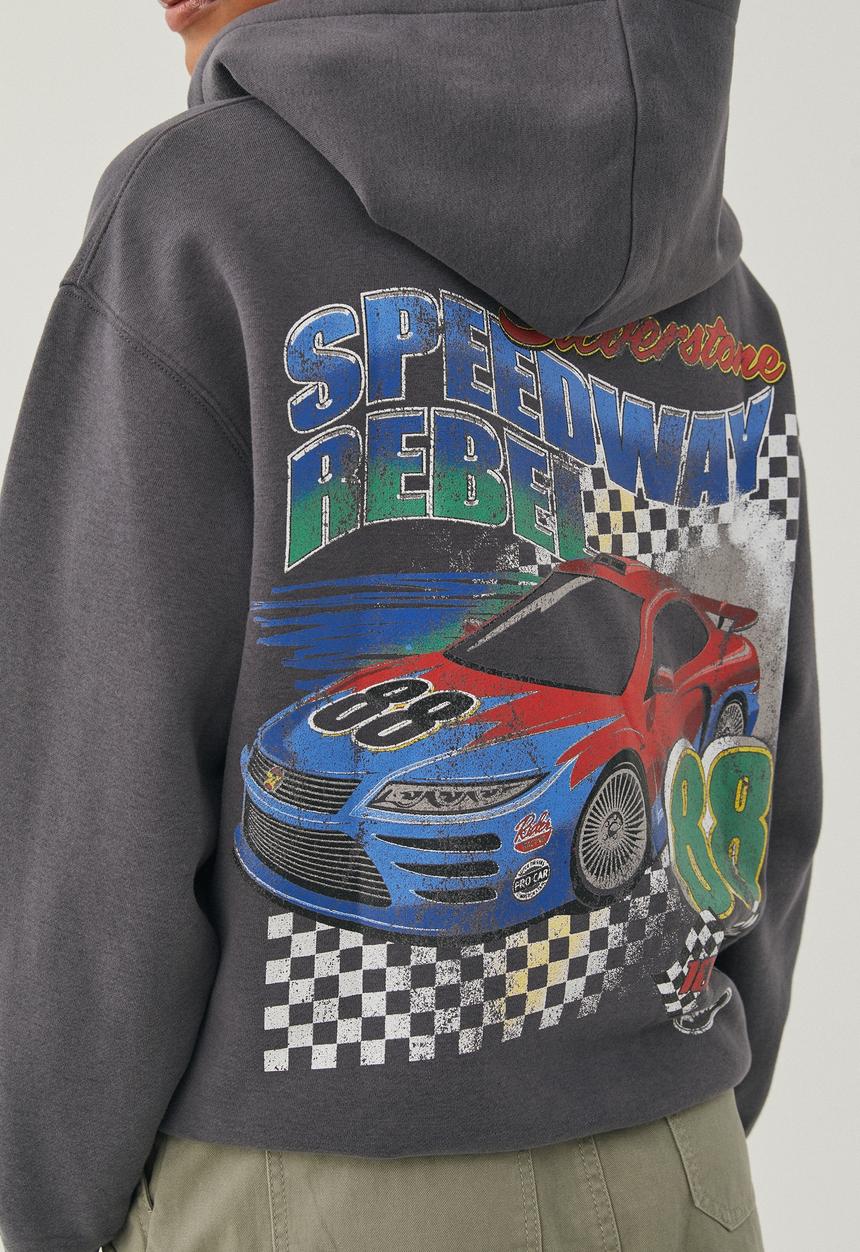 Supré  - Paige oversized printed hoodie - granite grey/silver stone