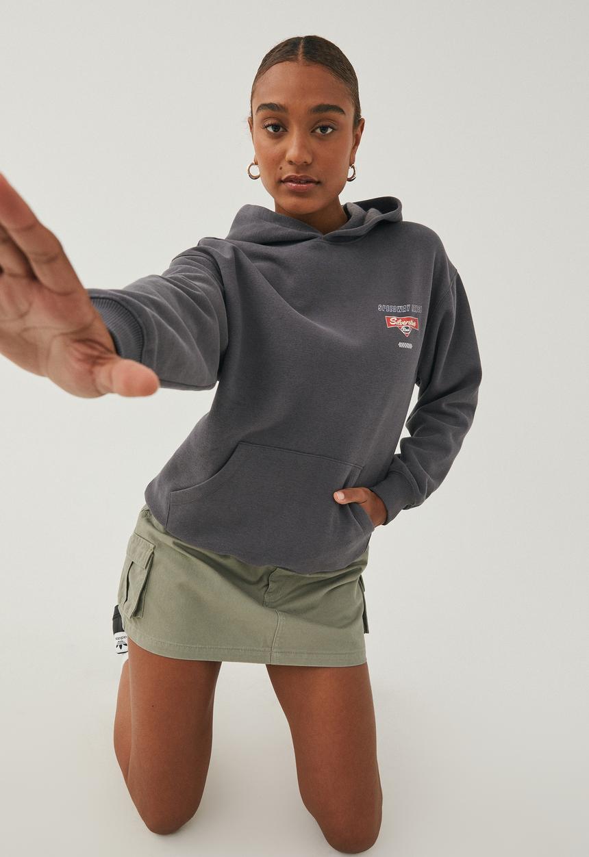 Supré  - Paige oversized printed hoodie - granite grey/silver stone