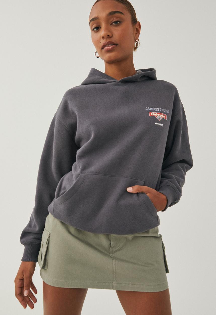 Supré  - Paige oversized printed hoodie - granite grey/silver stone