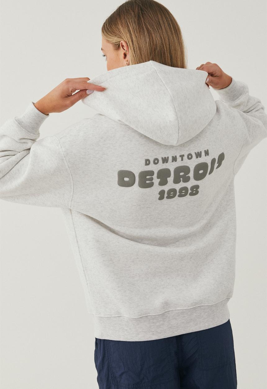 Supré  - Paige oversized printed hoodie - light grey marle/detroit