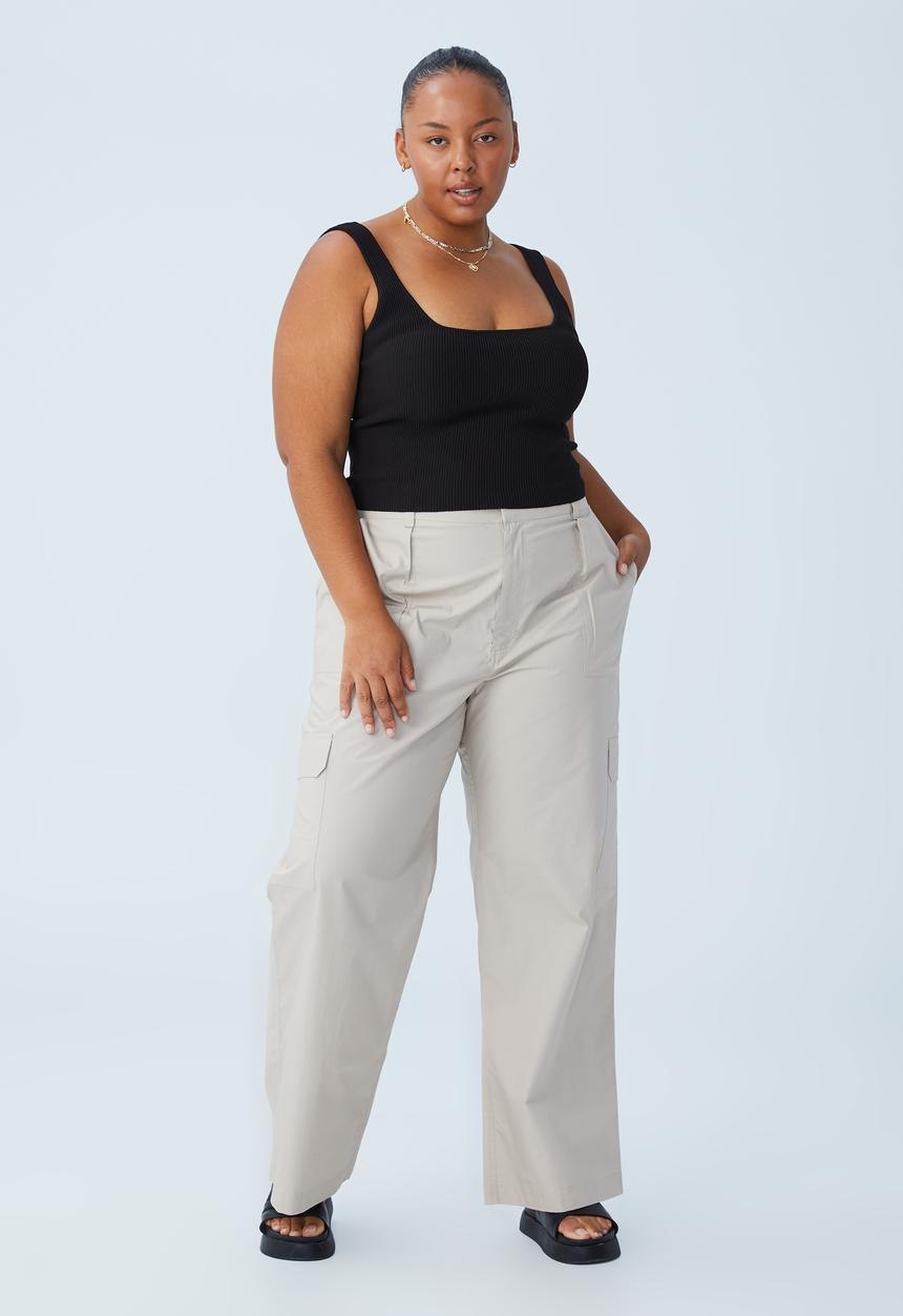 Cotton On - Curve scout cargo pant - washed sand