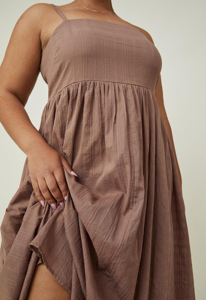 Cotton On - Curve tiane strappy midi dress - russet brown