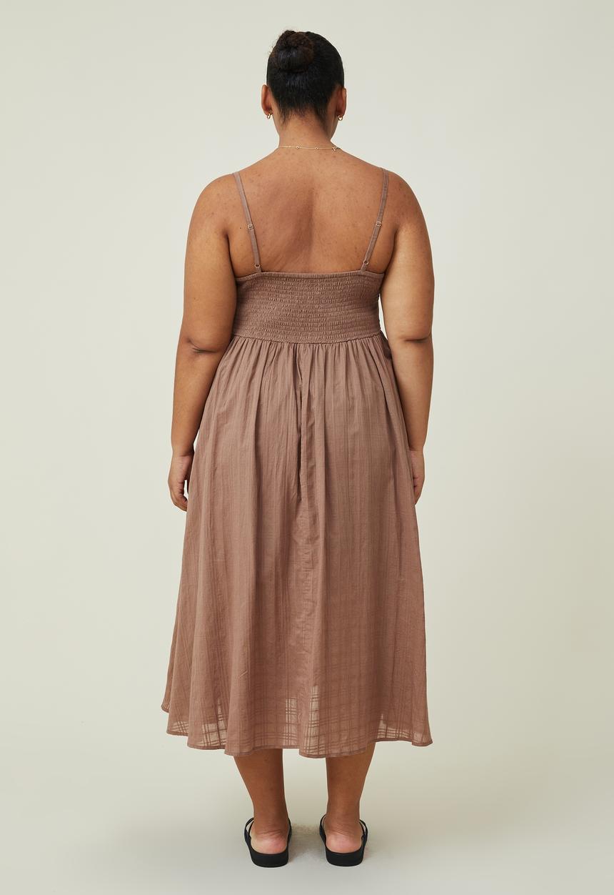 Cotton On - Curve tiane strappy midi dress - russet brown