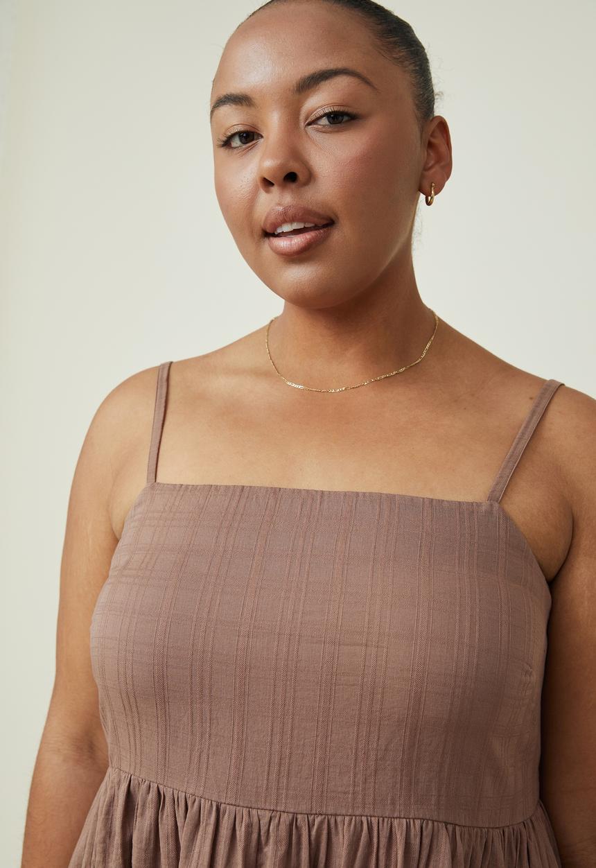 Cotton On - Curve tiane strappy midi dress - russet brown