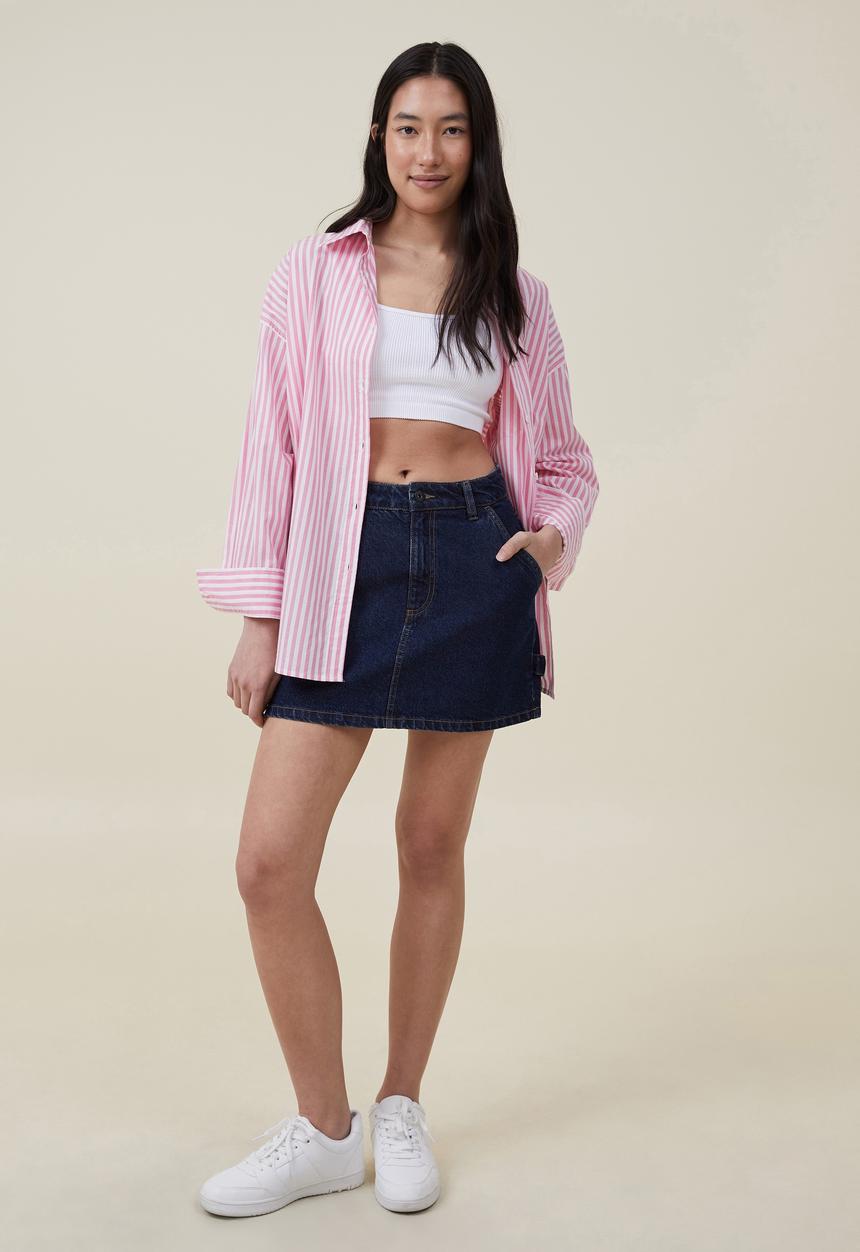 Cotton On - Dad shirt - candy pink pinstripe