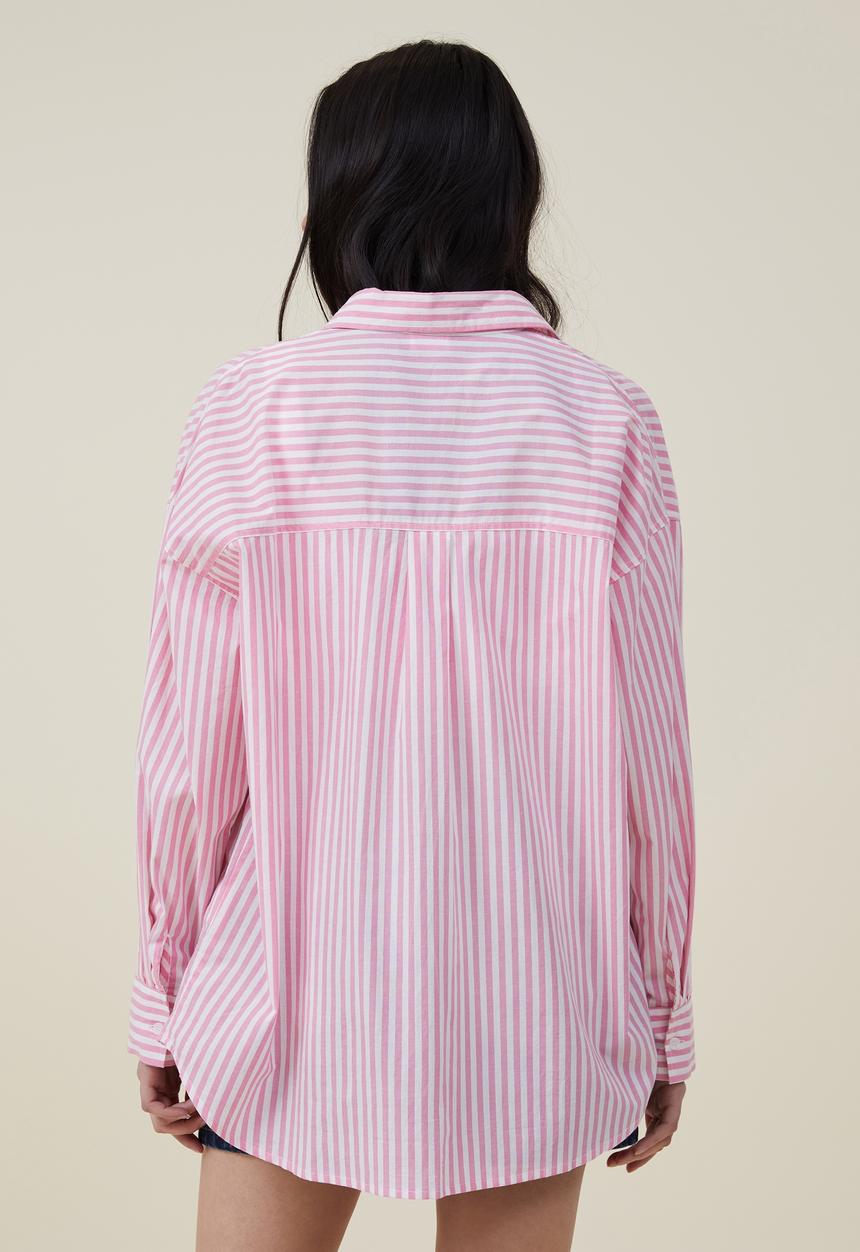 Cotton On - Dad shirt - candy pink pinstripe