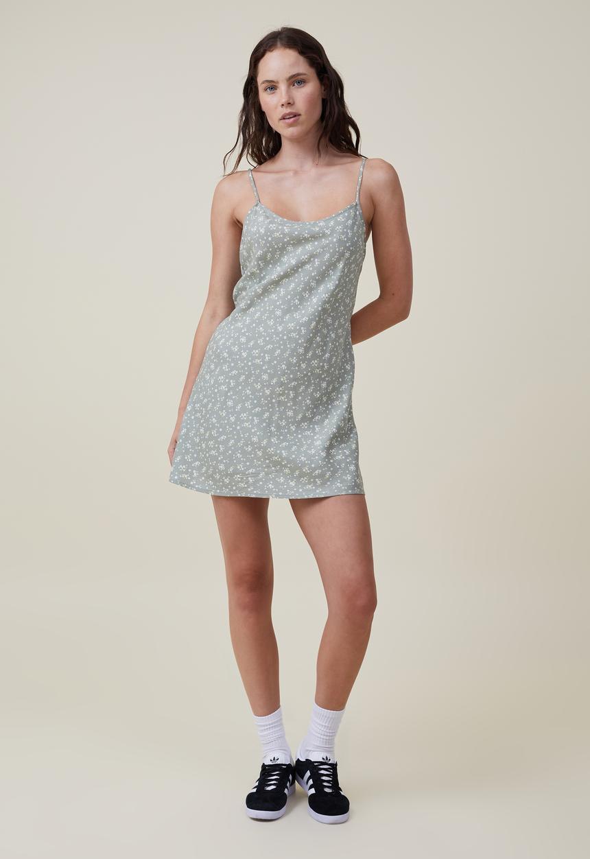 Cotton On - Drew mini slip dress - marlo ditsy tinted sage