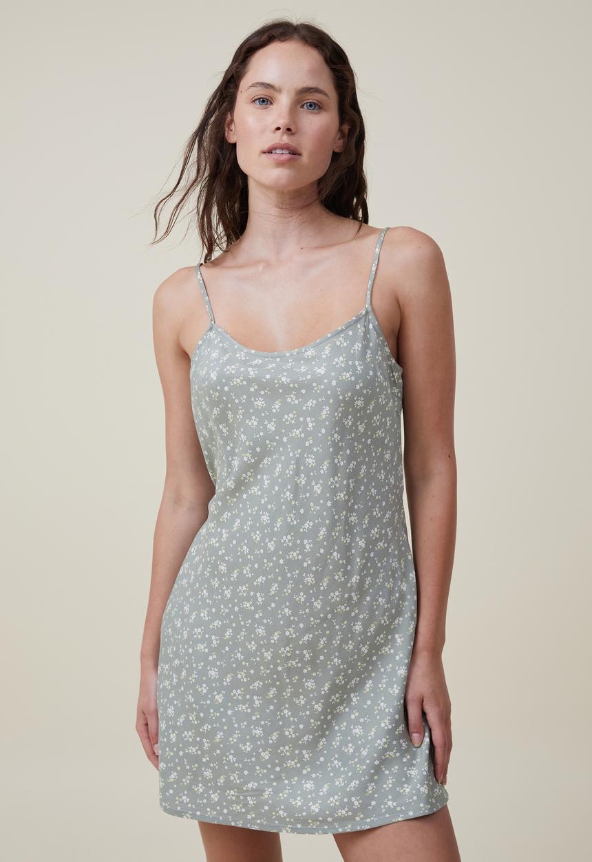 Cotton On - Drew mini slip dress - marlo ditsy tinted sage