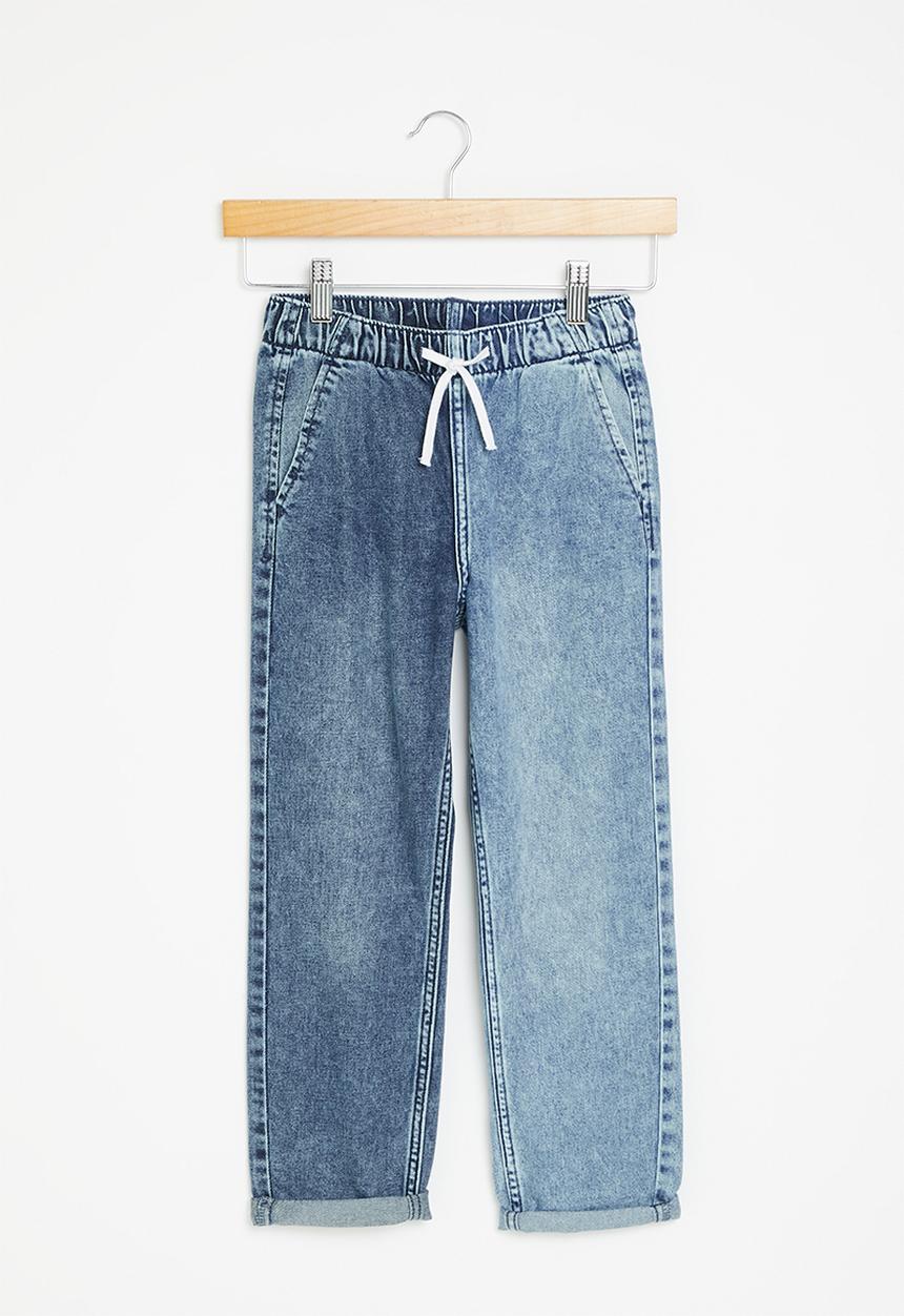 H&M - Relaxed fit denim joggers - denim blue/light denim blue