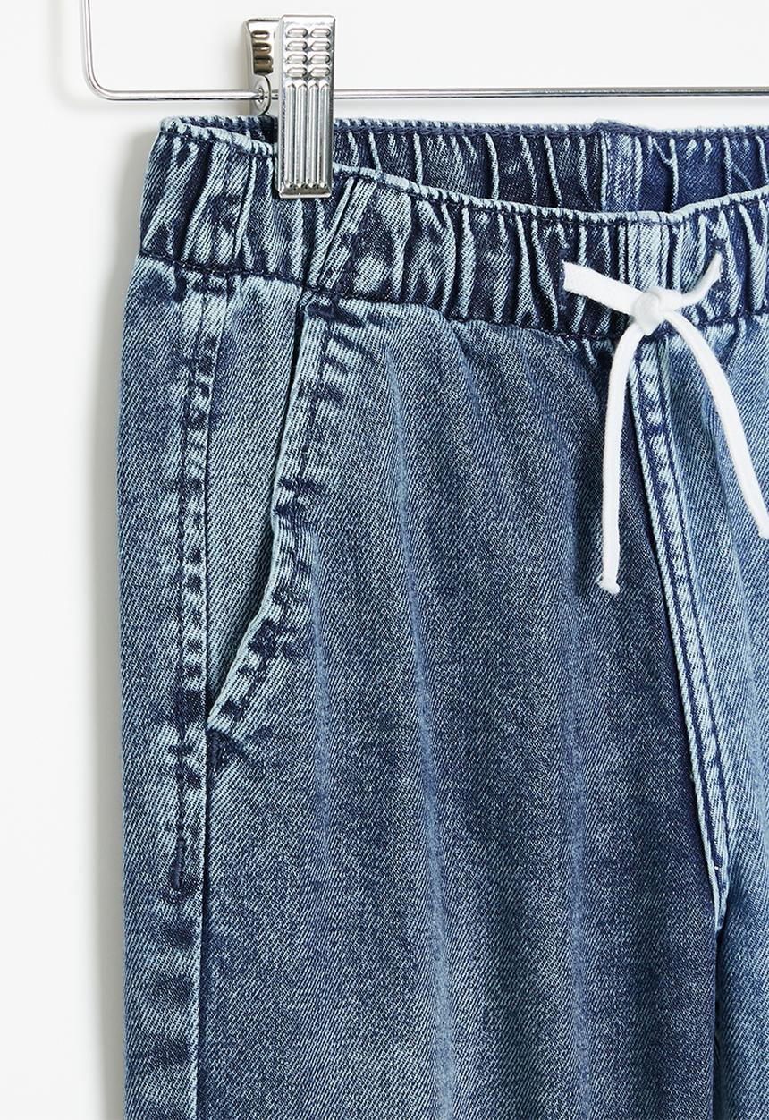 H&M - Relaxed fit denim joggers - denim blue/light denim blue