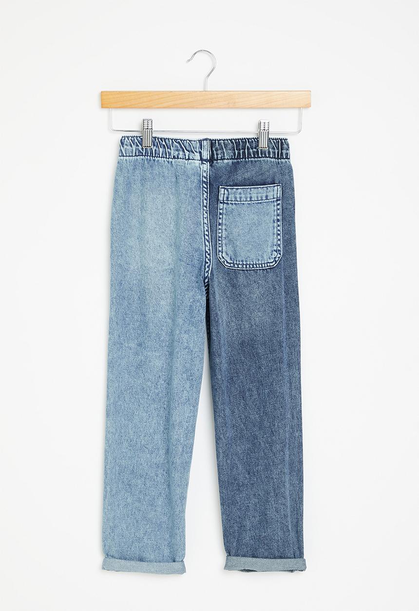 H&M - Relaxed fit denim joggers - denim blue/light denim blue